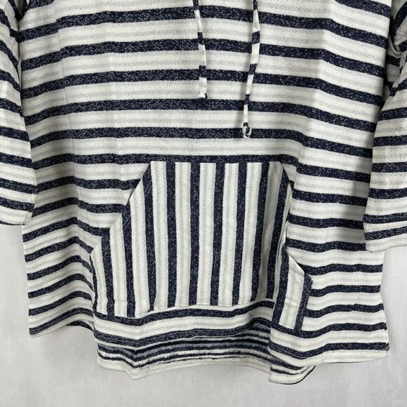 LA made Women 3/4 Sleeve Striped Pullover Sweatshirt Hooded Size M - Picture 4 of 6